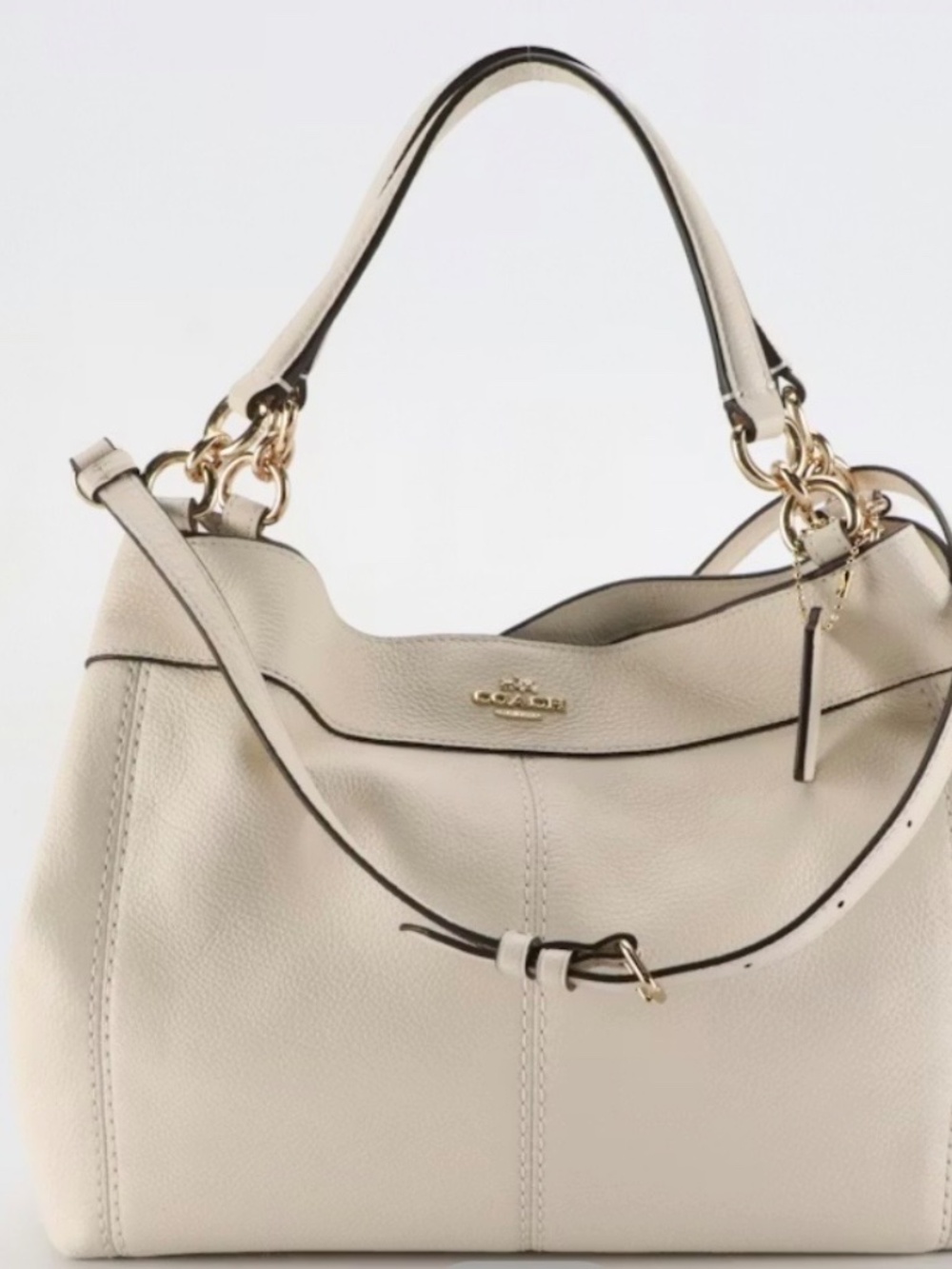 Coach Small Lexy Satchel F23537 in Chalk Pebbled Leather - Picture 3 of 7